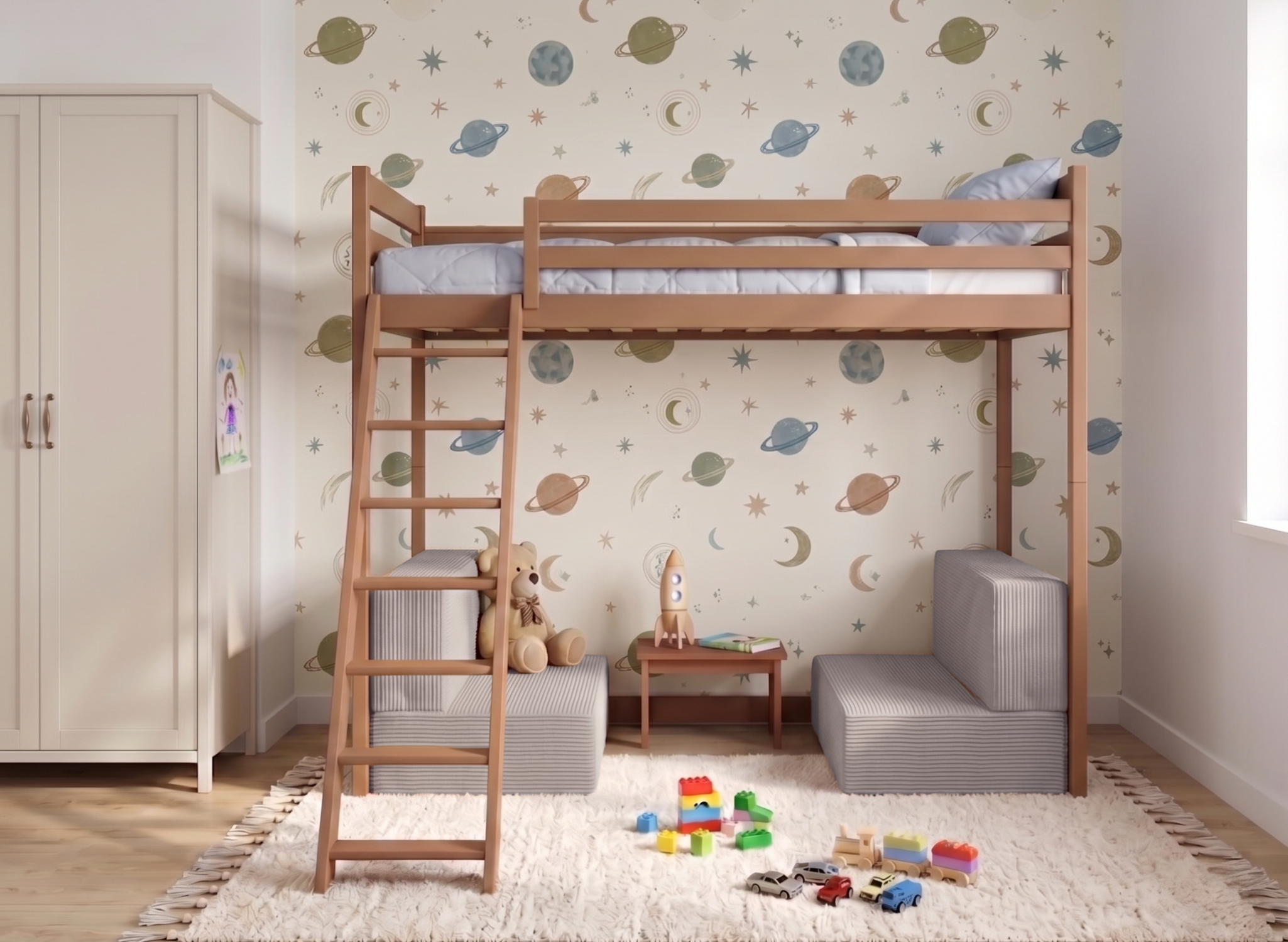 Lit mezzanine SOFENA avec canapé modulable – Lano Meble